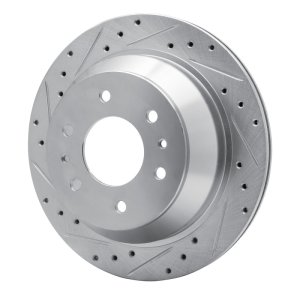 Buick Rainier Brake Rotor (1) - Rear Left - R1 Concepts - Drilled & Slotted - Silver - `02-`09